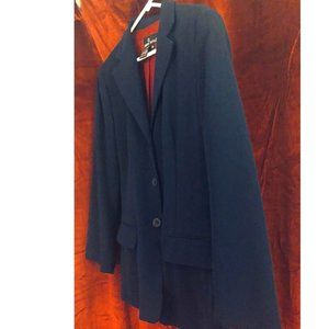 Carole Little Navy Lapel Professional Blazer Jacket - Red Lining Size 10